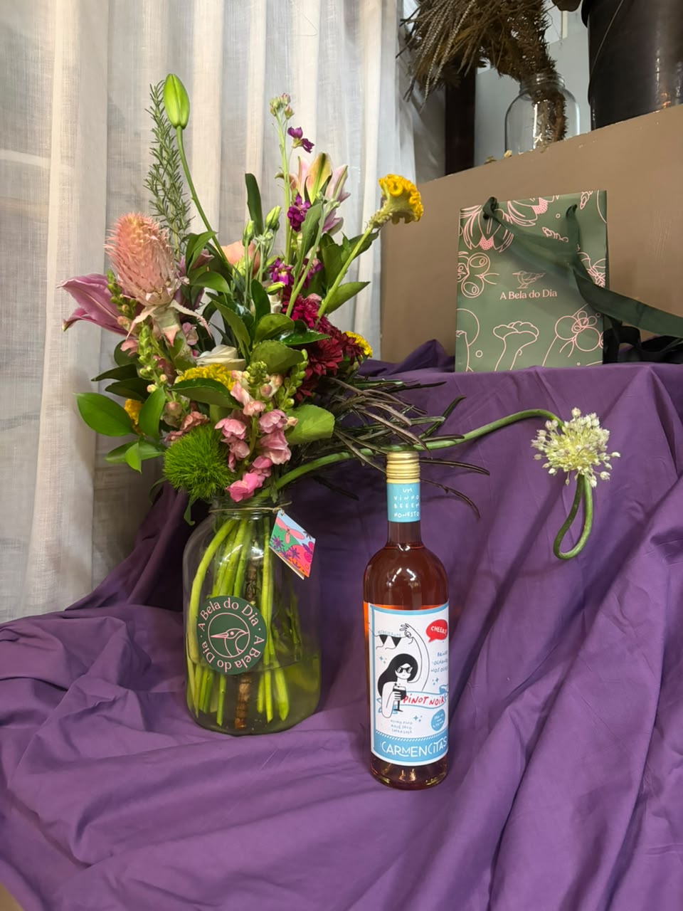 Kit Flores e Vinho!